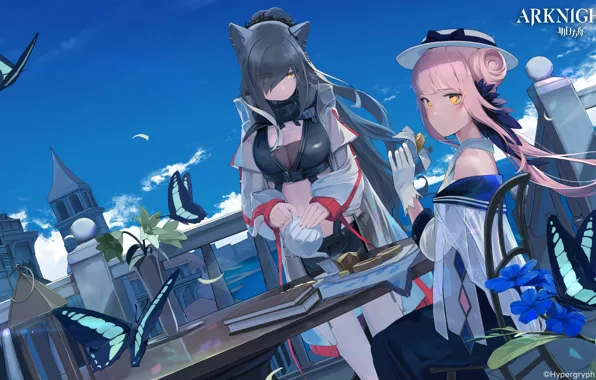 Бабочки, девушки, Ceylon, Arknights, Schwarz