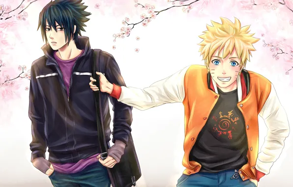 Картинка весна, сакура, Sasuke, Naruto, друзья, naruto, art