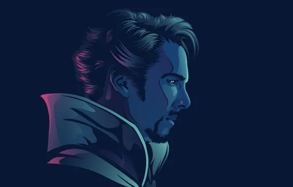 Маг, профиль, чёрный фон, Doctor Strange, Доктор Стрэндж, Стивен Стрэндж