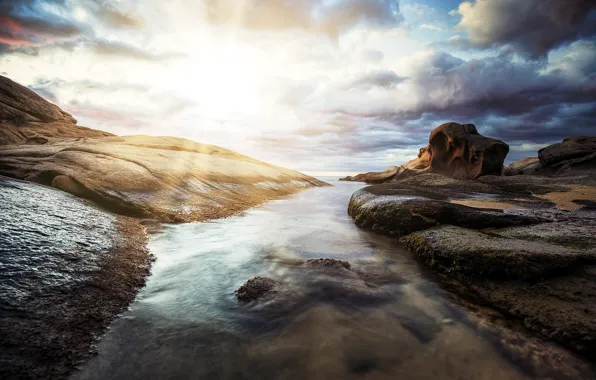 Море, солнце, облака, скалы