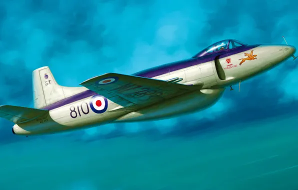 Картинка art, airplane, painting, aviation, jet, Supermarine Attacker