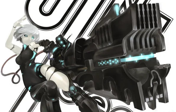 Картинка девушка, пистолет, оружие, робот, аниме, арт, провод, yunar