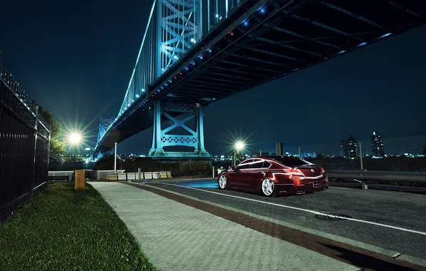 Картинка ночь, мост, город, черная, Honda, Accord, хонда, акура