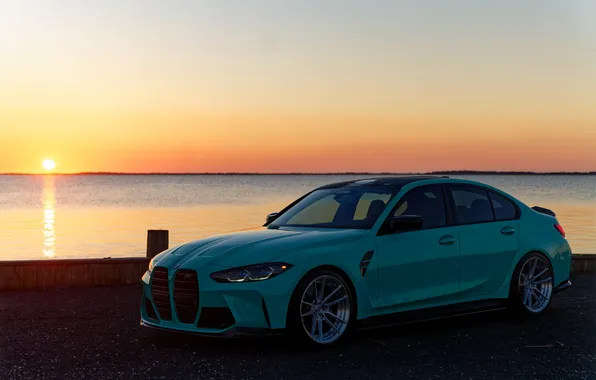 Green, Bmw, Night, Bmw M3, Lake