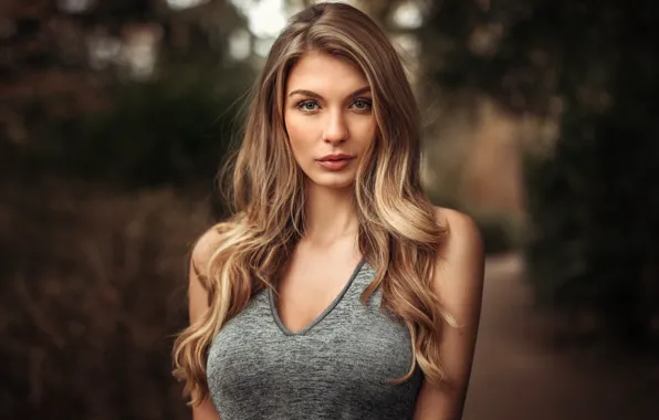 Девушка, портрет, макияж, прическа, красотка, фотосессия, на природе, боке