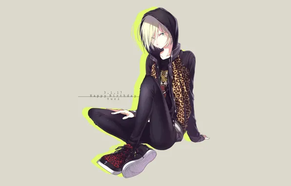Взгляд, капюшон, парень, фигурист, Юрий на льду, Юрий Плиседский, Yuri On Ice