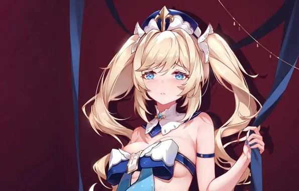 Girl, sexy, cleavage, long hair, hat, boobs, anime, beautiful