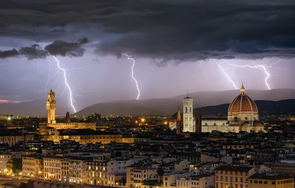 Италия, Флоренция, florence, architecture, lighning