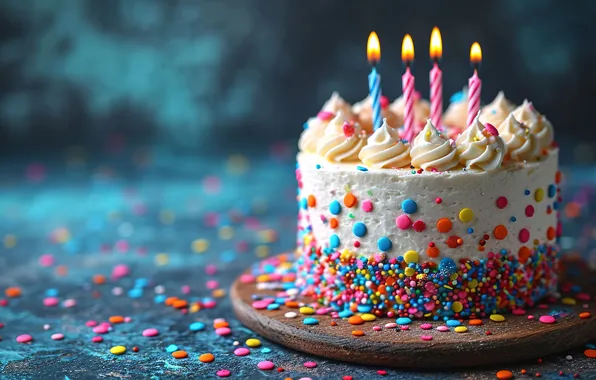 Свечи, colorful, торт, happy, cake, celebration, birthday, candles