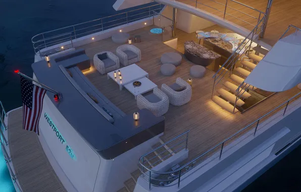 Море, superyacht, суперяхта, main deck, главная палуба, Западный порт 52M, профиль W172, трехпалубная моторная яхта