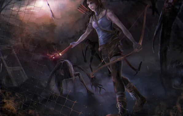 Картинка взгляд, монстры, Tomb Raider, девуш