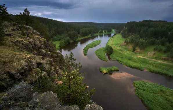 Пейзаж, природа, река, камни, скалы, берега, Урал, Сергей Межин