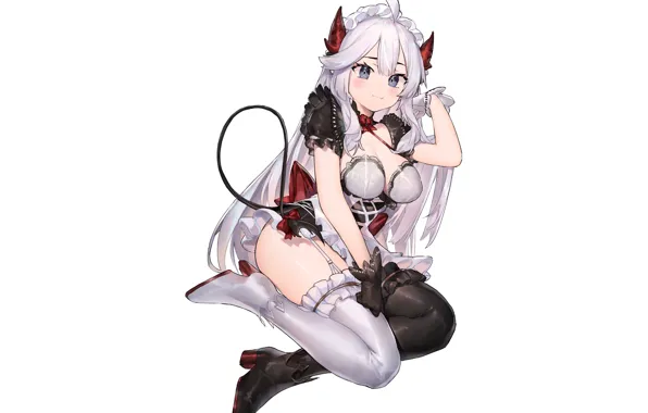 Girl, sexy, cleavage, thighhighs, long hair, dress, boobs, anime
