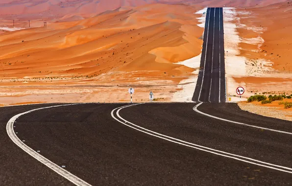 Картинка дорога, пустыня, ОАЭ