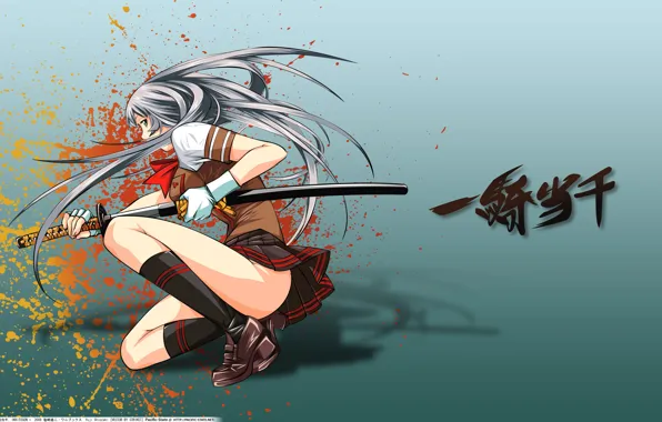 Девушка, юбка, меч, катана, Ikkitousen