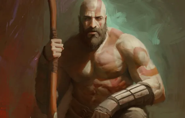 Картинка axe, demigod, armor, Kratos, God of War, man, hero, God