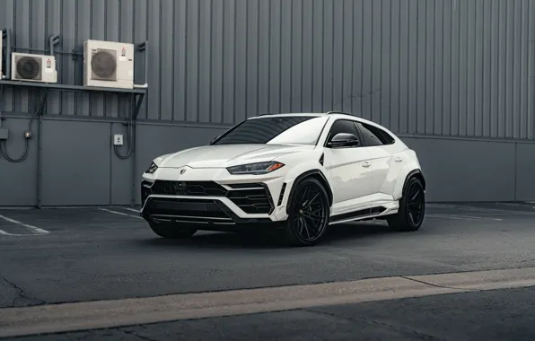 Картинка Lamborghini, Wall, White, SUV, Urus, VAG, Sight