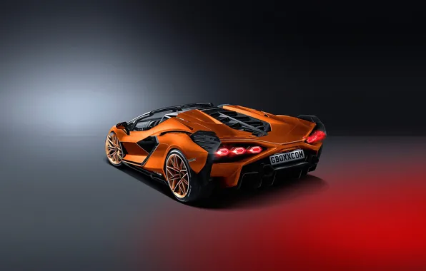 Картинка Lamborghini, supercar, background, orange, desigh, Sian