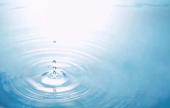 Вода, капли, круги, голубой, капля, всплеск, текстура, голубой фон