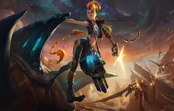 Девушка, Girl, Фантастика, LoL, Персонаж, League Of Legends, Sci-Fi, Jinx