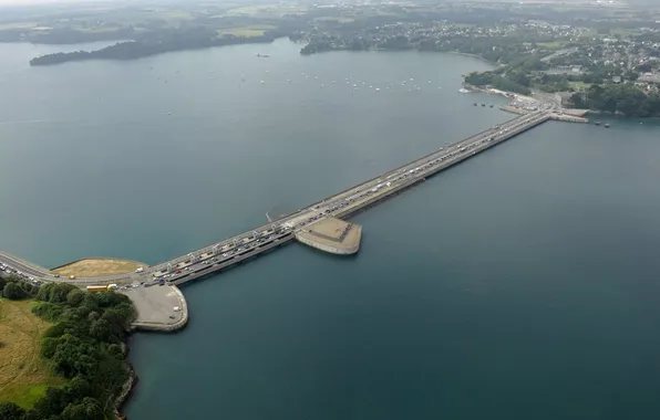 Картинка дорога, пейзаж, мост, Франция, road, landscape, bridge, France