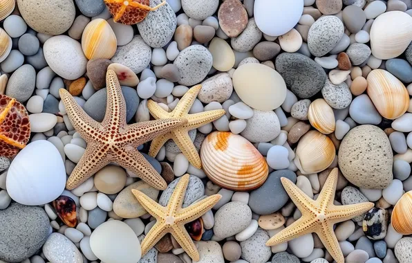 Пляж, галька, камни, фон, colorful, ракушки, beach, texture