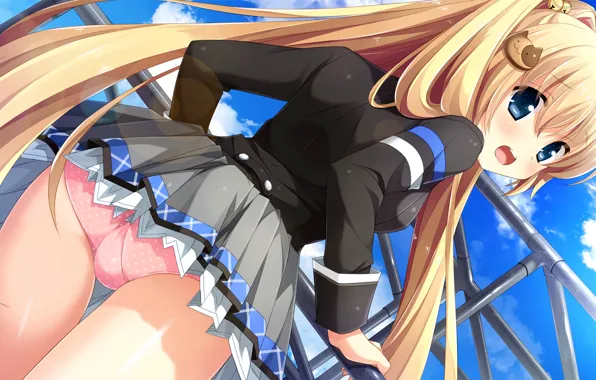 Girl, sexy, lingerie, ass, pantsu, school uniform, panties, long hair