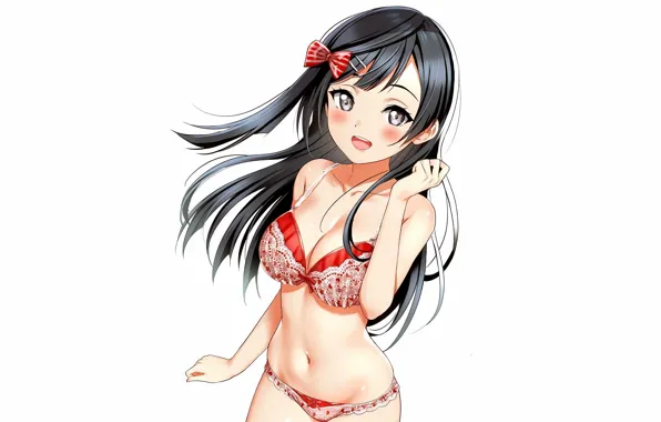 Girl, sexy, lingerie, bra, cleavage, panties, long hair, boobs