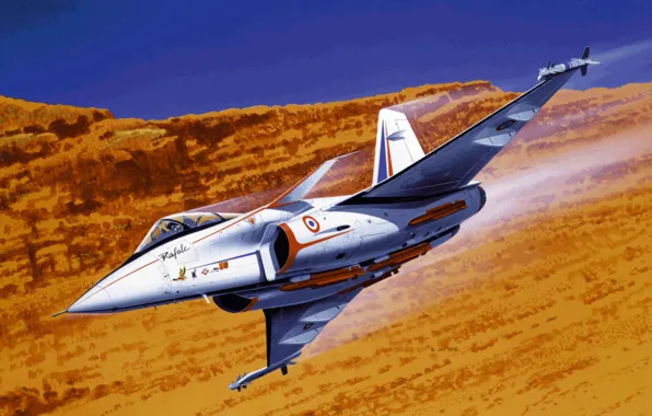 Картинка war, art, painting, aviation, Dassault Rafale, jet fighter