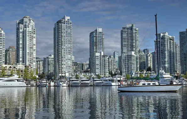 Картинка здания, яхты, порт, Канада, Ванкувер, Canada, British Columbia, катера