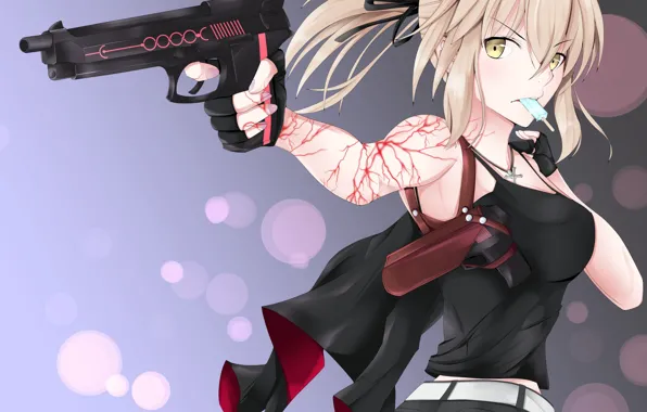 Пистолет, левушка, Saber Alter, Fate / Grand Order, Судьба великая кампания