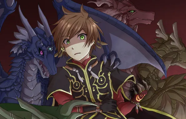 Game, anime, wings, boy, dragon, asian, warrior, japanese