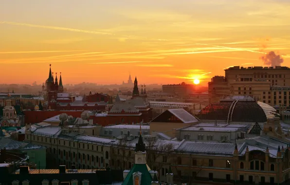Солнце, закат, город, вечер, Москва, Кремль, центр, Vasil Anders