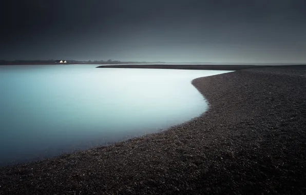 Картинка ночь, озеро, берег
