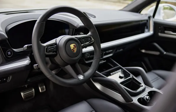 Картинка Porsche, Cayenne, steering wheel, dashboard, torpedo, Porsche Cayenne Turbo E-Hybrid