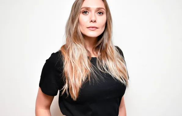 Взгляд, поза, макияж, актриса, hair, Elizabeth Olsen, Элизабет Олсен