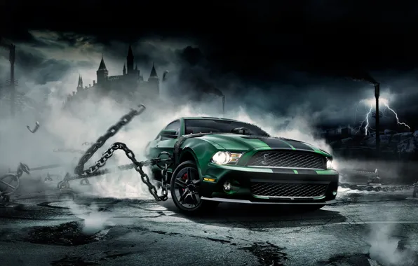 Mustang, Ford, Shelby, Мустанг, цепи