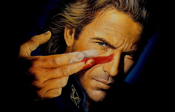 Sword, soldier, ken, face, blade, Kevin Costner, war paint, native american