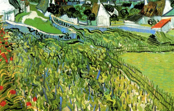 Картинка Винсент ван Гог, a View of Auvers, Vineyards with