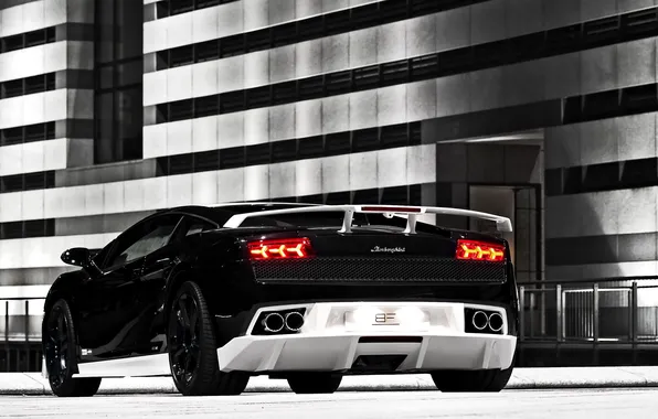 Картинка город, черная, Lamborghini Gallardo GT600