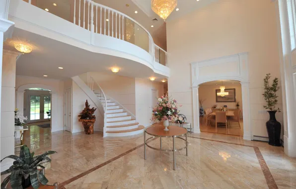 Дизайн, стиль, вилла, интерьер, холл, Villa, New Jersey, жилое пространство