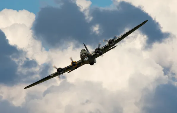 Картинка небо, бомбардировщик, самолёт, американский, тяжёлый, периода Второй мировой войны, Б-17, &ampquot;Летающая крепость&ampquot;
