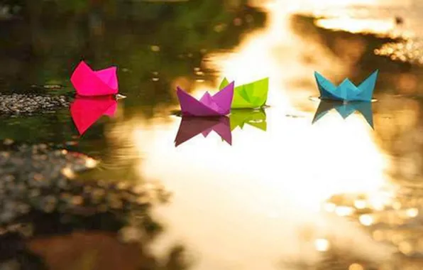Photography, blue, pink, boats