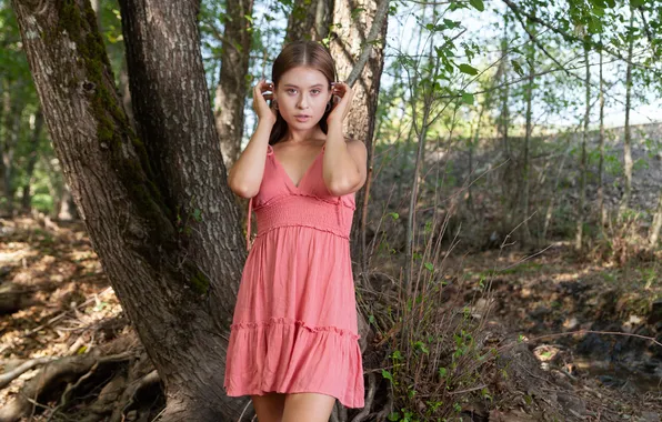Forest, nature, model, brunette, countryside, photoshoot, posing, beautiful face