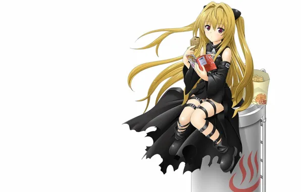 Аниме, арт, девочка, книга, Konjiki no Yami