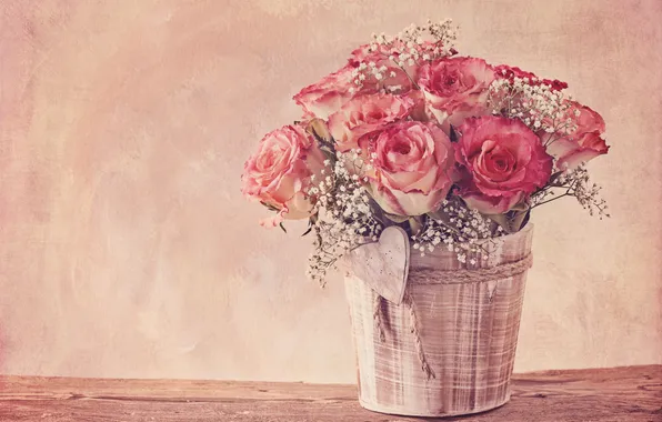 Розы, vintage, flower, style, винтаж, bouquet, roses