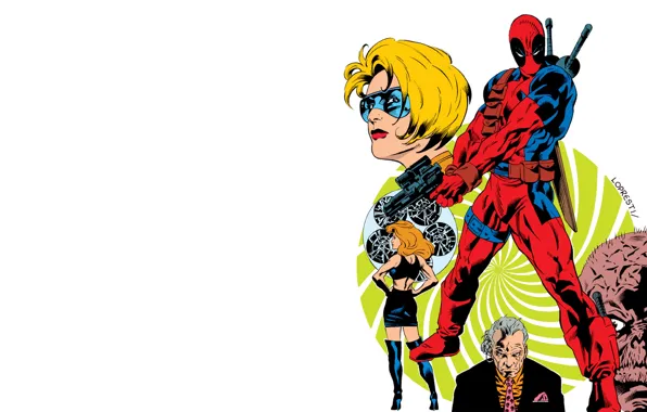 Красный, пистолет, Deadpool, Дэдпул, катаны, comics, MARVEL, Марвел