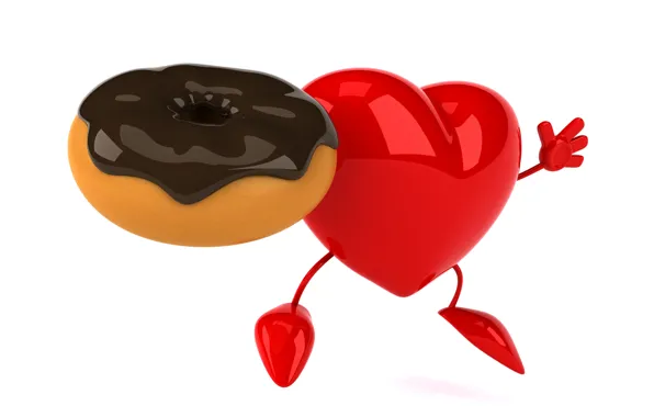Сердце, пончик, heart, funny, rendering, donut