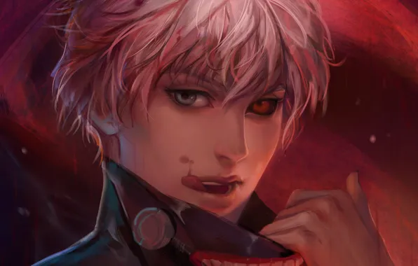 Взгляд, кровь, маска, арт, парень, гуль, токийский гуль, Tokyo Ghoul