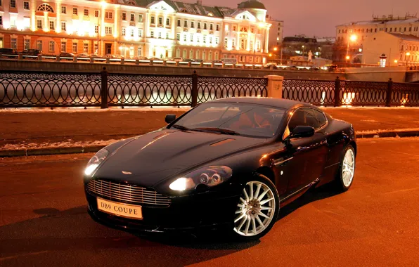 Город, огни, Vantage, Aston, Martin, суперкар, DB9